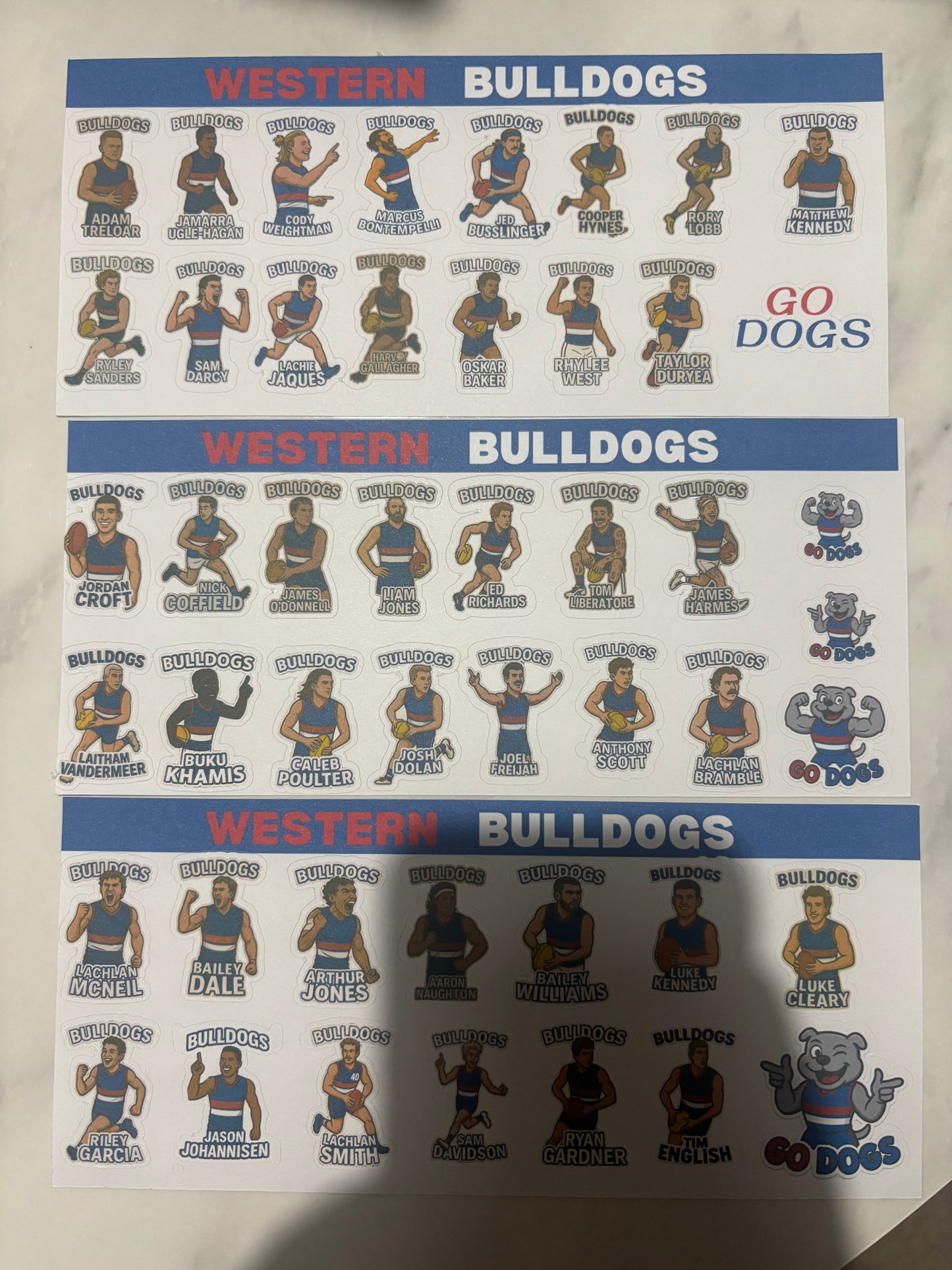Western Bulldogs Sticker Sheets