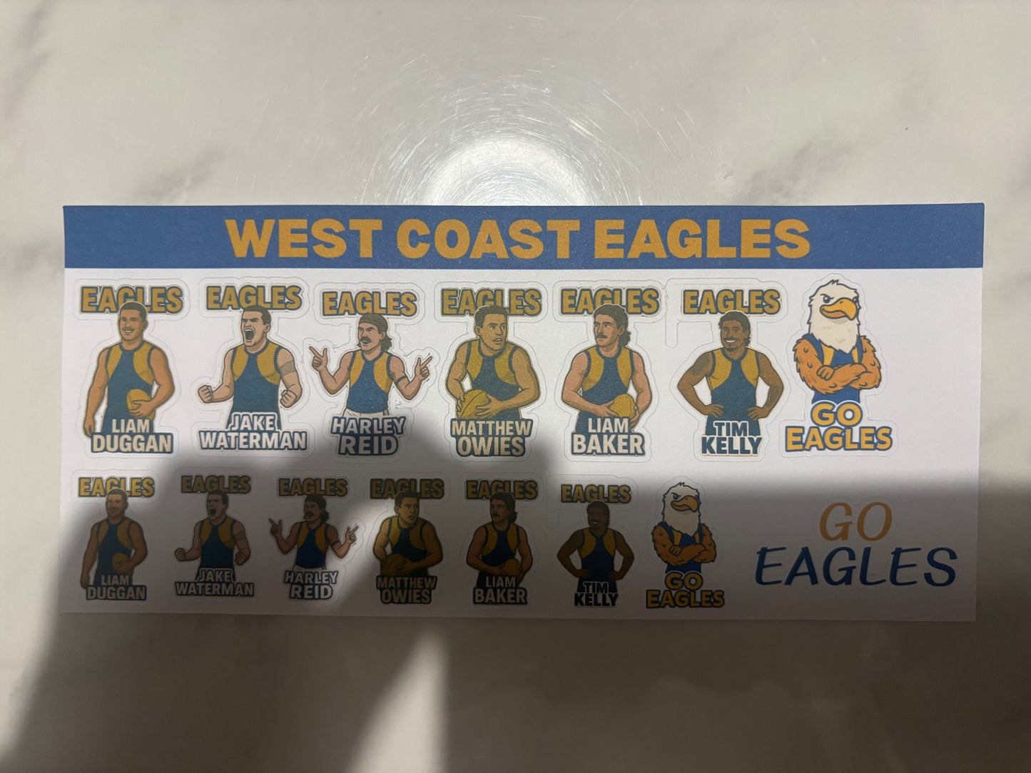 West Coast Eagles Sticker Sheet