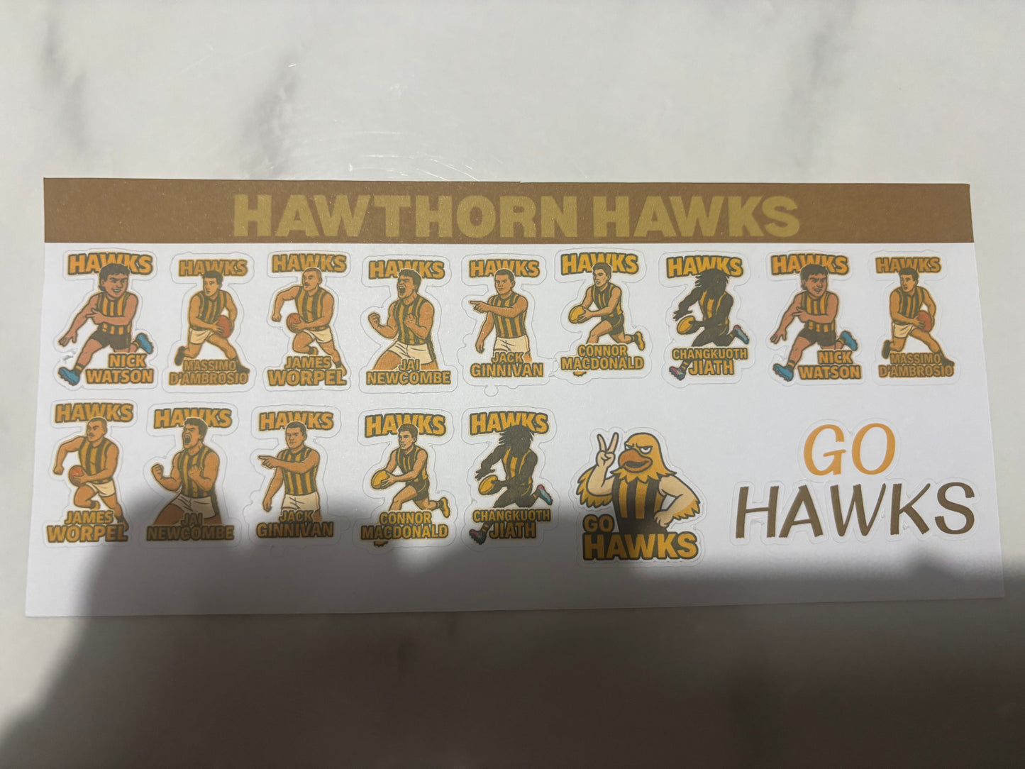 Hawthorn Hawks Sticker Sheet
