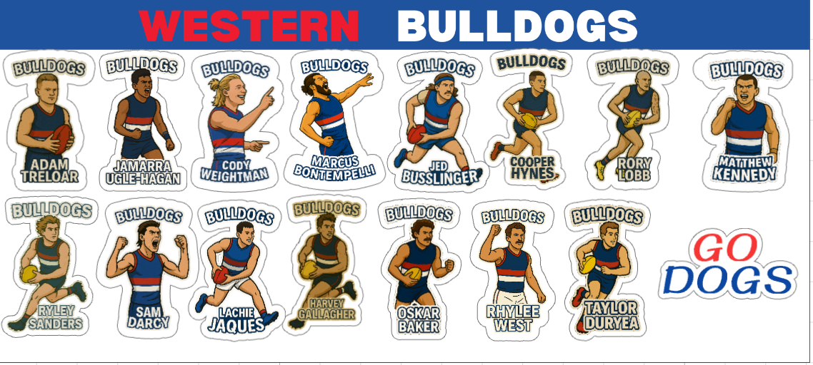 Western Bulldogs Sticker Sheets