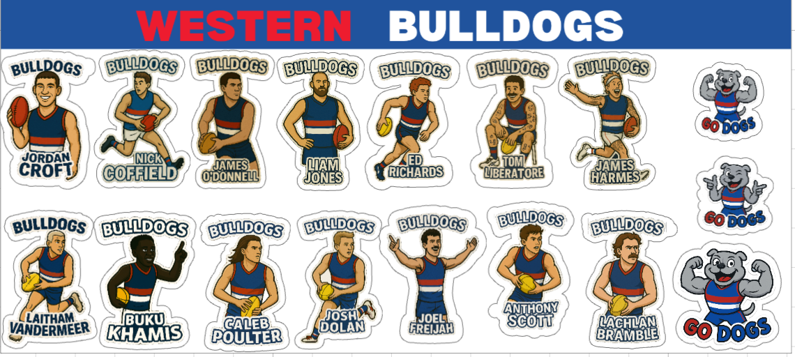Western Bulldogs Sticker Sheets