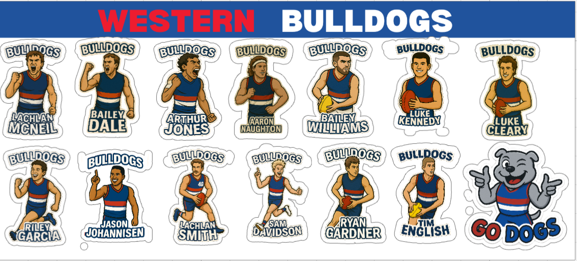Western Bulldogs Sticker Sheets