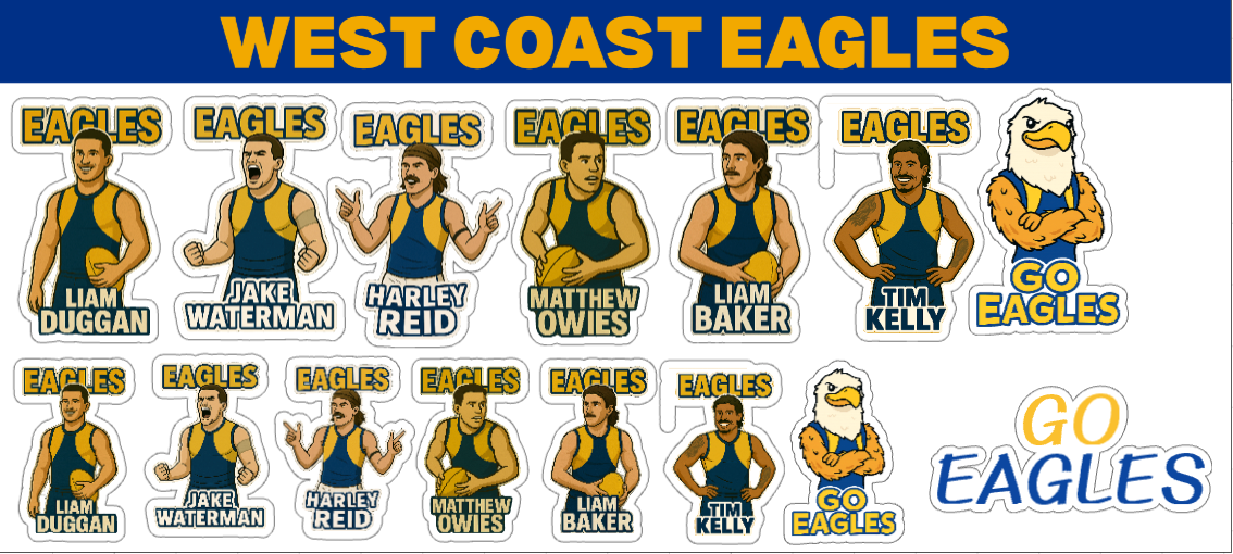 West Coast Eagles Sticker Sheet