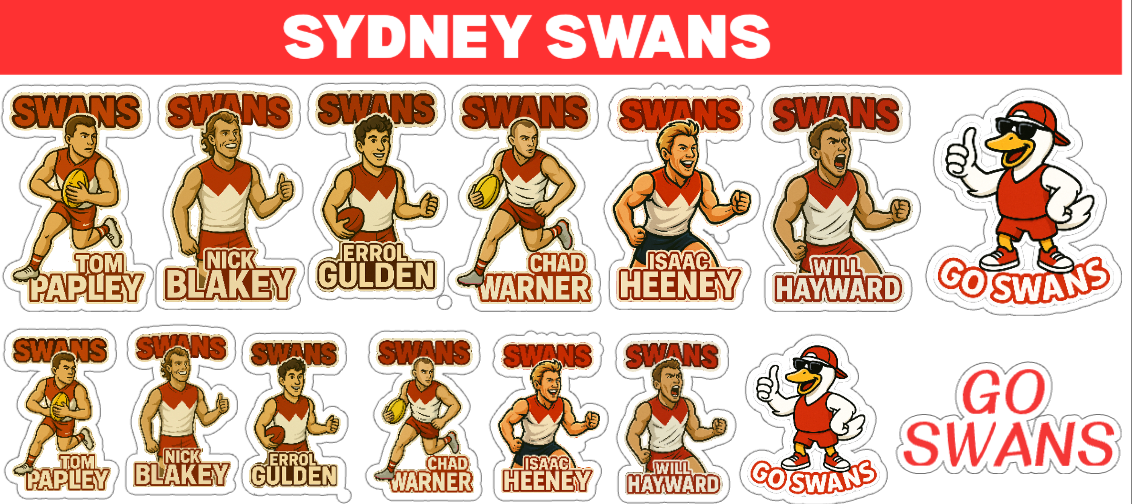 Sydney Swans Sticker Sheet