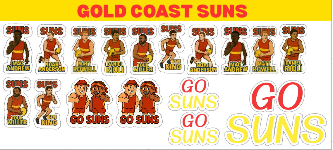 Gold Coast Suns Sticker Sheet