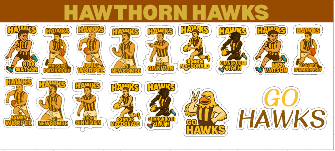 Hawthorn Hawks Sticker Sheet