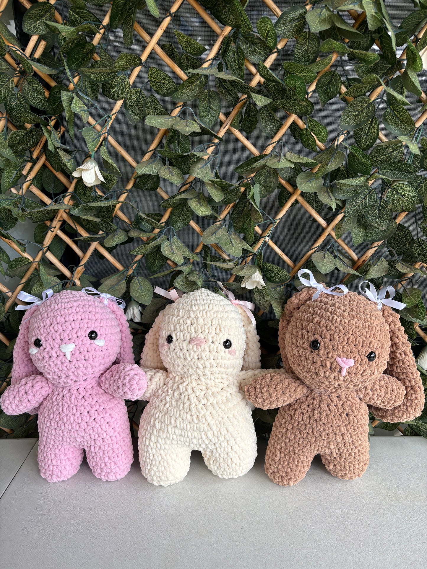 Handmade Crochet Bow Bunnies
