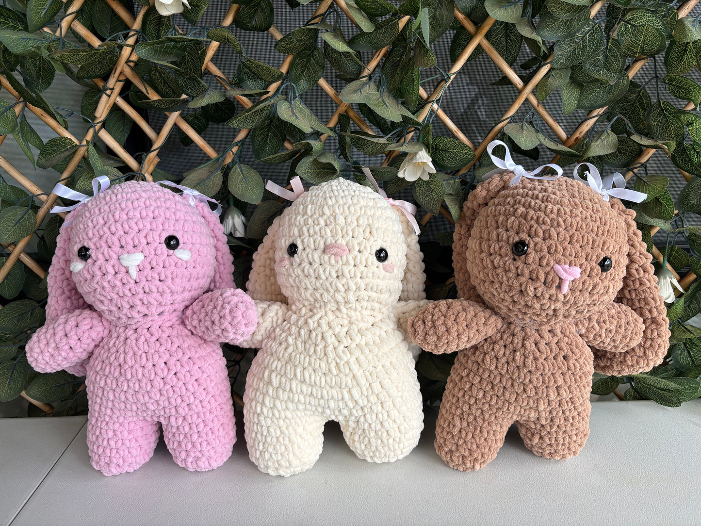 Handmade Crochet Bow Bunnies