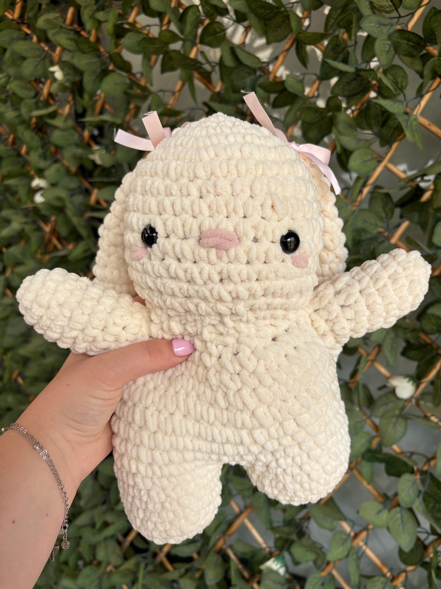 Handmade Crochet Bow Bunnies