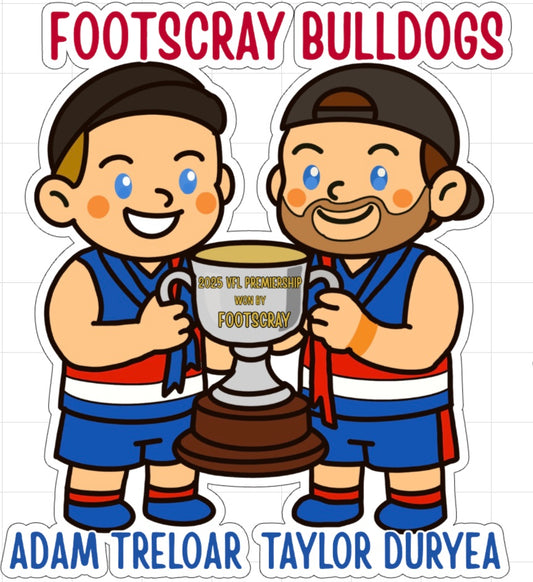 Adam Treloar and Taylor Duryea 2025 Footscray Bulldogs premiers